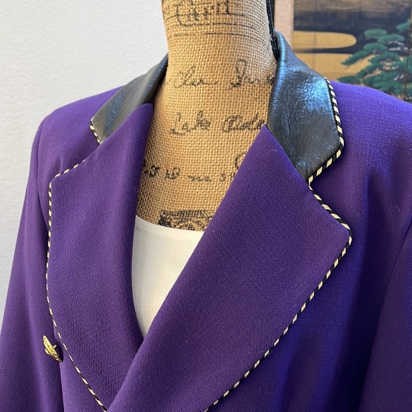 Bestini Paris vintage wool blazer with faux leather accents made in France - Picture 2 of 16